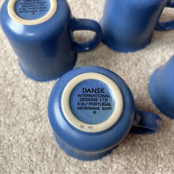 Dansk Mesa Sky Blue Set of 4 Tall Ceramic Coffee or Tea Mugs KW Portugal - Picture 6 of 9